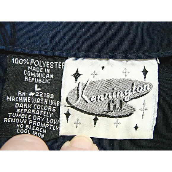 Kennington Ltd Hawaiian Skull Floral Button-Up Shirt Mens Blue & White Size Lg - Picture 3 of 9